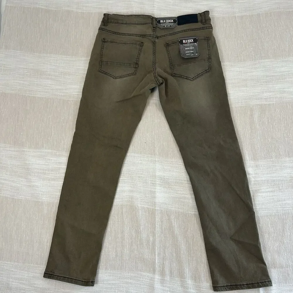 Blu Rock Denim Men's Slim Fit 4-Way Flex‎ Jeans 32X31 Grey Denim Stretch NEW!